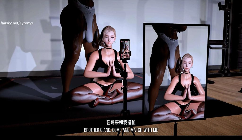 梦游2 黑丝爆乳人妻瑜伽直播中被健身教练侵犯中出 (2)